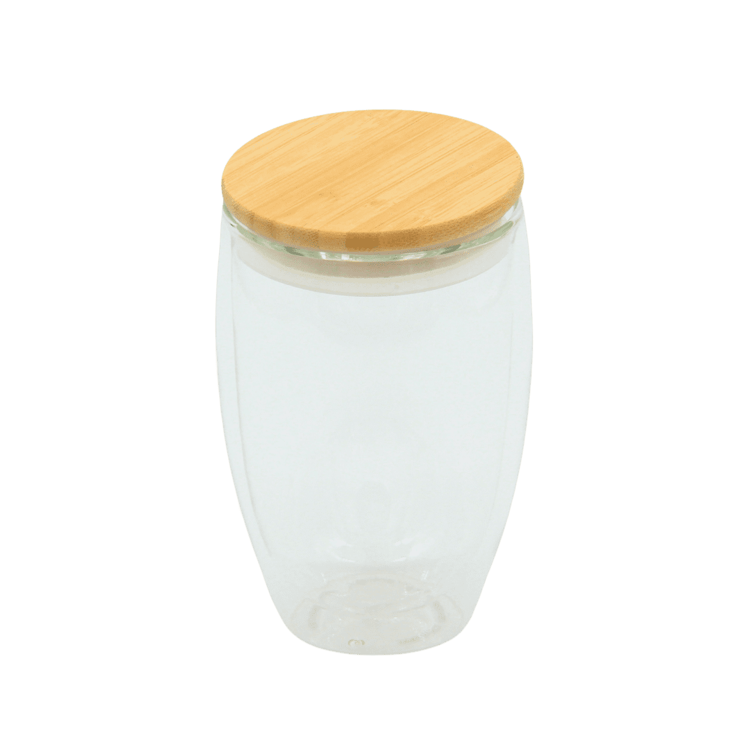 Thermoglas mit Bambusdeckel 350ml