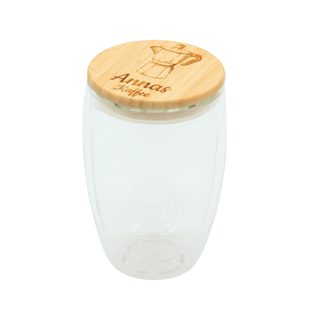 Thermoglas mit Bambusdeckel 350ml