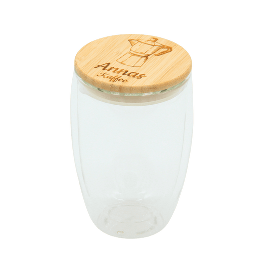 Thermoglas mit Bambusdeckel 350ml